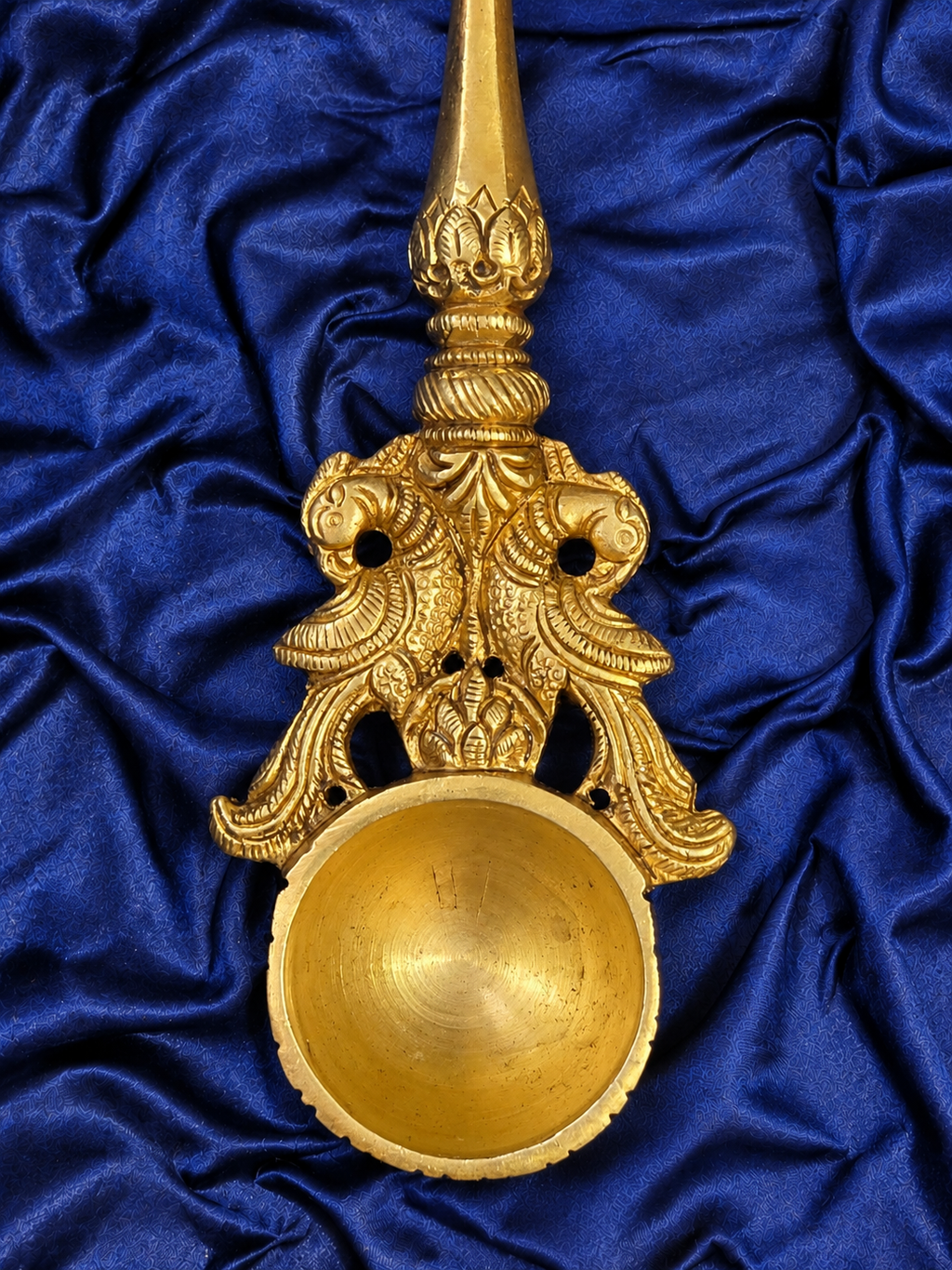 Brass Achmani Havan Spoon with Ganesh Ji in Velvet Gift Box