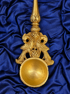 Brass Achmani Havan Spoon with Ganesh Ji in Velvet Gift Box