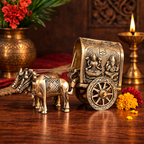 Laxmi Ganesh Symbolized Bullock Cart Showpiece Statue for Home Decor Pooja Temple Decor