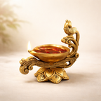 Lotus Design Brass Diya for Puja/Decoration, Deepak for Home & Office Decoration for Mandir/Festivals/Rituals