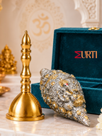 Premium Brass Bell & Decorative Resin Shankh Gift Set (Without Box – Gift Box on Order) | Diwali, Navratri & Festive Corporate Gifts