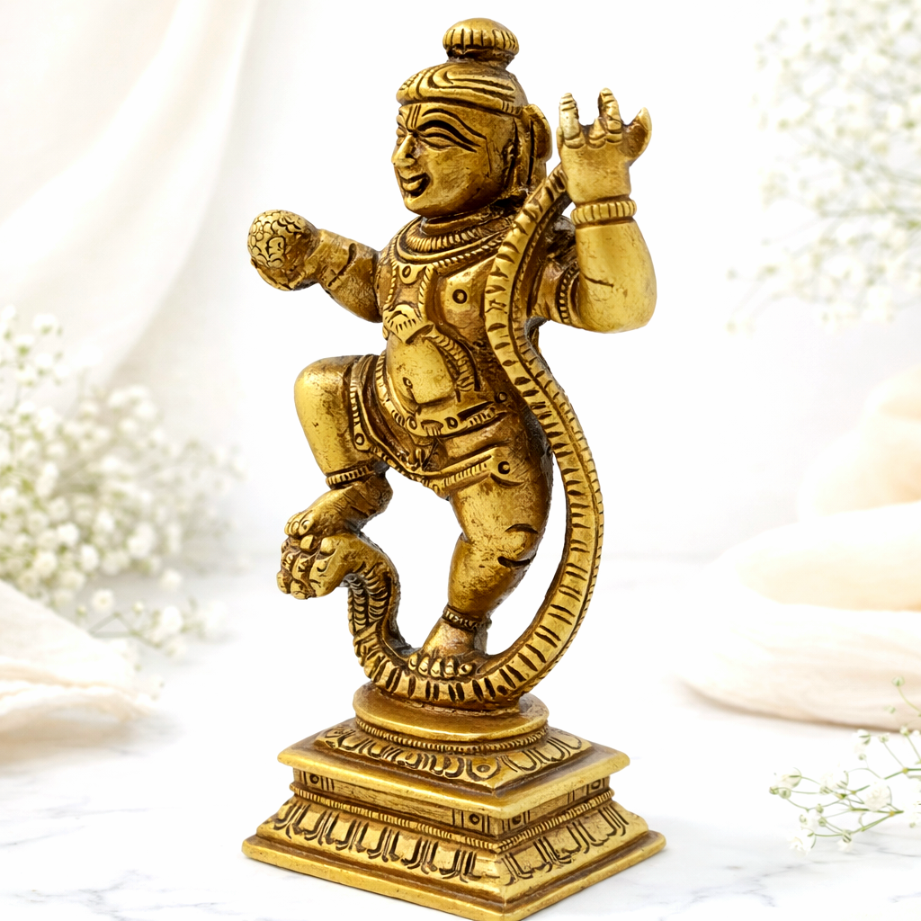 Ladoo Gopal Krishna Statue with Snake for Pooja, Home Decor, Gifting & Office