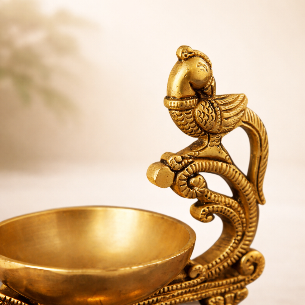 Lotus Design Brass Diya for Puja/Decoration, Deepak for Home & Office Decoration for Mandir/Festivals/Rituals